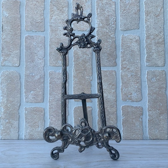 Victorian Style Ornate Brass Picture Stand Easel